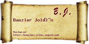 Baszler Jolán névjegykártya